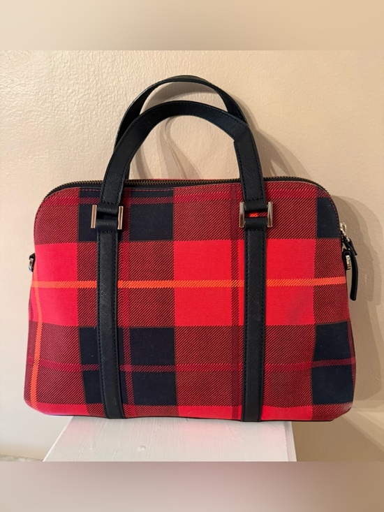 KATE SPADE NEWBURY RED TARTAN PLAID TOP HANDLE CROSSBODY RACHELLE SATCHEL (EUC) - Picture 3 of 15